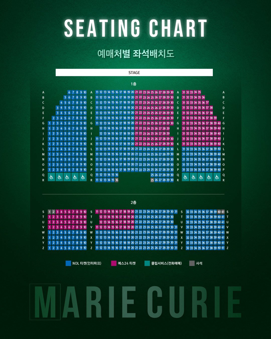 마리 퀴리 예매처별 좌배도